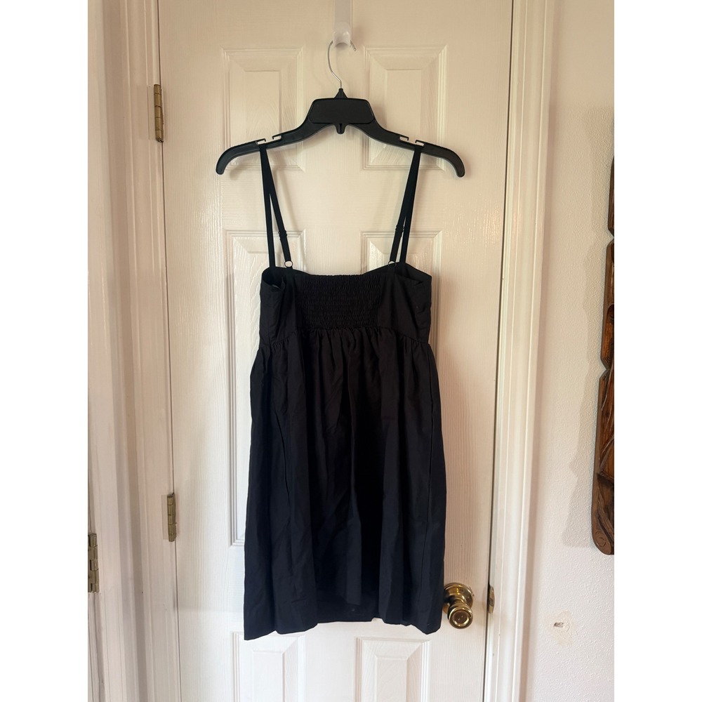Steve Madden Meadow Poplin Mini Dress Black‎ Square Neck Keyhole Size Small - Picture 5 of 5